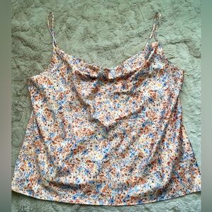 Flower Patterned Cowl Neck Camisole